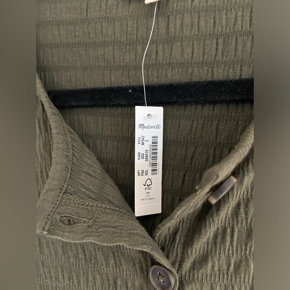 NWT Madewell Dress Size Small green Resourced Crinkle knit tiered‎ Mini Classic - Picture 3 of 10